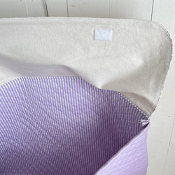 防災頭巾カバー（ピンク小花柄×パープル） 4枚目の画像