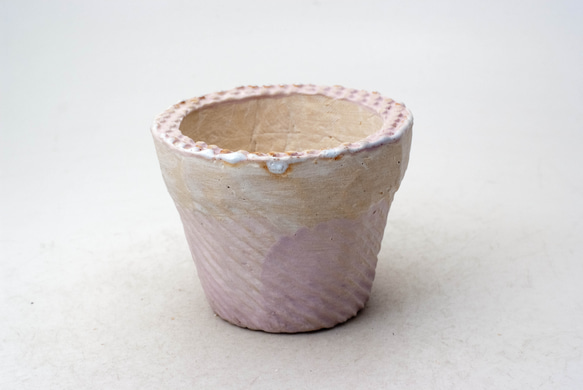 陶器製（2.5号ポット相当）多肉植物の欲しがる植木鉢 SMSc-パープル8143 1枚目の画像