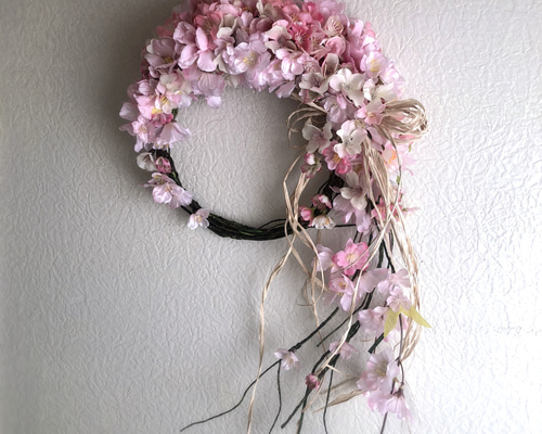 さくら造花リース48cm