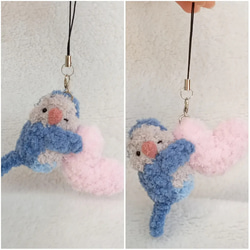 抱抱愛心款 鳥類娃娃 單雙隻都可 可加鑰匙圈 吊飾 別針 可客製改色 手作毛線鉤織小物 鳥 寵物 第6張的照片