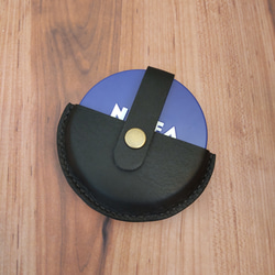 【受注製作 送料無料】 本革製 黒色 ニベア缶の収納携帯用ミニポーチ 3枚目の画像