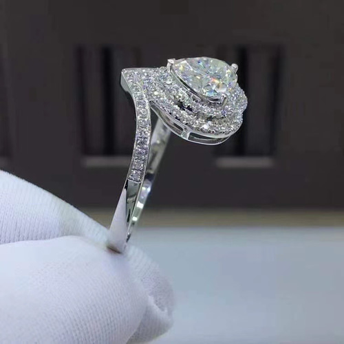 newデザイン】ハートシェイプ モアサナイト ダイヤ リング K18WG 指輪  