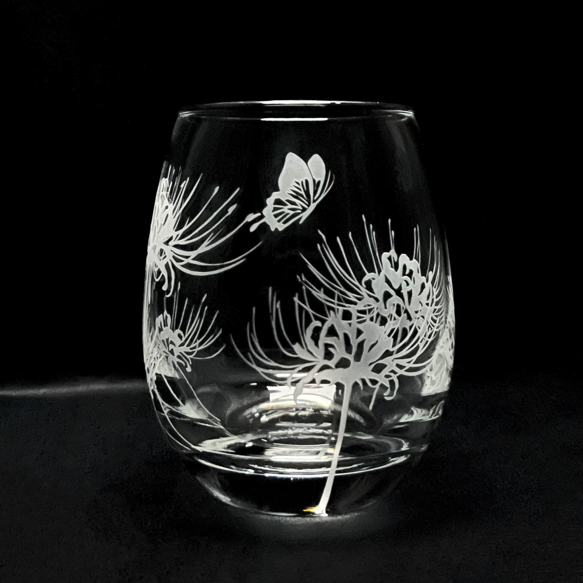 ★決算特価商品★ 彼岸花と蝶」コロンと丸いロックグラス グラス 秋月 -Akizuki 絵画
