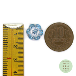 14mm チェコビーズ プレス ワイルドローズ 半透明アクアマリンブルー＆シルバー（花）3個セット #BCZ-0136 4枚目の画像