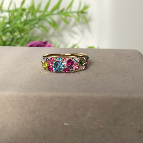 再販×3】カラフルで華やぐ宝石箱のようなキュートなリング ピンク系