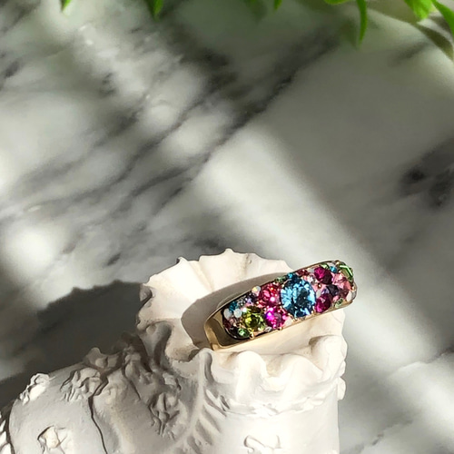 再販×3】カラフルで華やぐ宝石箱のようなキュートなリング ピンク系