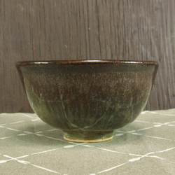 陶器 ひとくち茶碗・深型　こげ茶＋白（2）【240117】 2枚目の画像