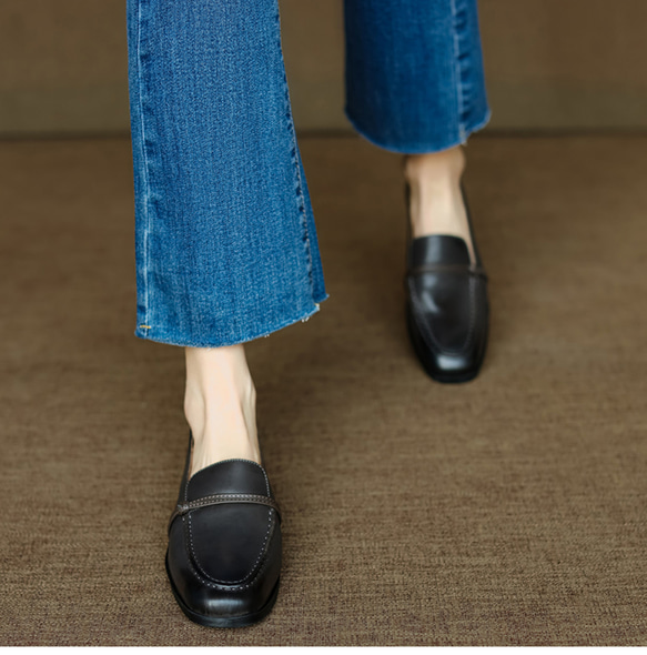 履くだけで足元をすっきり上品な印象に。ローファー フラットシューズ レディースシューズ シンプルローファー スリッポン 6枚目の画像