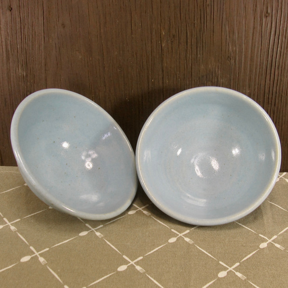 陶器 ご飯茶碗（大） トルコブルー風【240102】 6枚目の画像