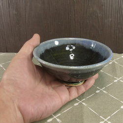 陶器 ご飯茶碗（大） 濃紺＋白【240101】 5枚目の画像