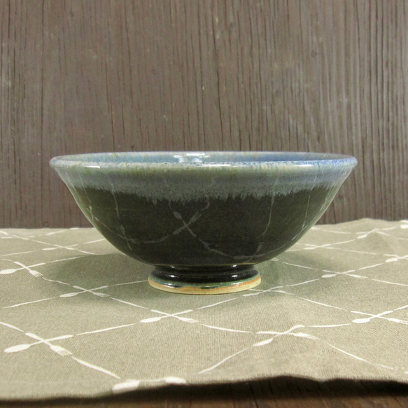 陶器 ご飯茶碗（大） 濃紺＋白【240101】 2枚目の画像