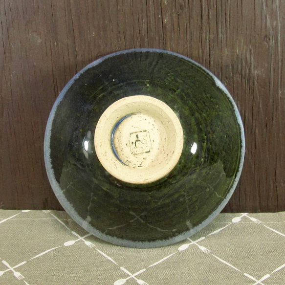 陶器 ご飯茶碗（大） 濃紺＋白【240101】 4枚目の画像