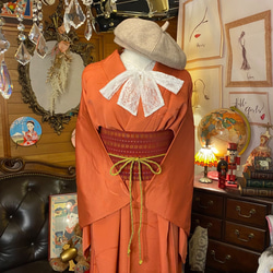 着物 ワンピース ドレス ハンドメイド リメイク 帯サッシュベルト 和洋折衷   KW-171 2枚目の画像