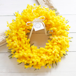 【リース5】玄関に飾る！春爛漫のミモザのリース　黄色のリース　ミモザの日　 6枚目の画像