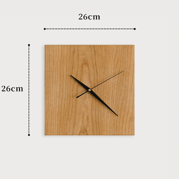 【年輪】実木の和風さくらんぼの木の時計 無垢のリビング北欧の壁掛け時計 静音の四角い置時計 3枚目の画像