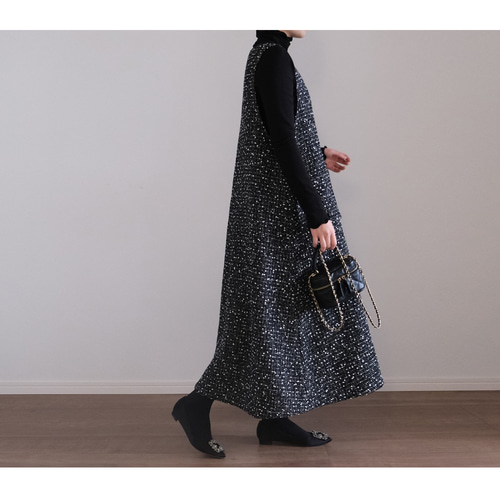 This.】冬晴れに映える♪ ツイードフレアワンピース / ジャンスカ / A