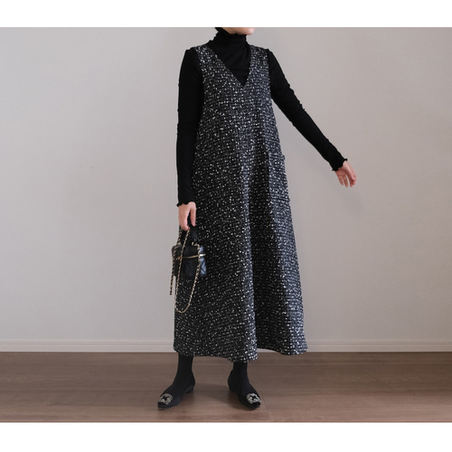 This.】秋晴れに映える ツイードフレアワンピース / ジャンスカ / A