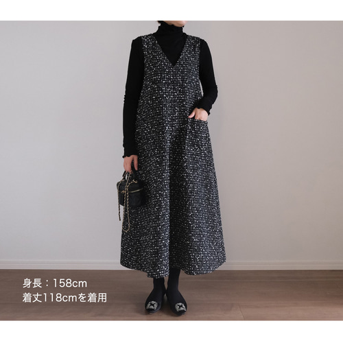 This.】秋晴れに映える ツイードフレアワンピース / ジャンスカ / A