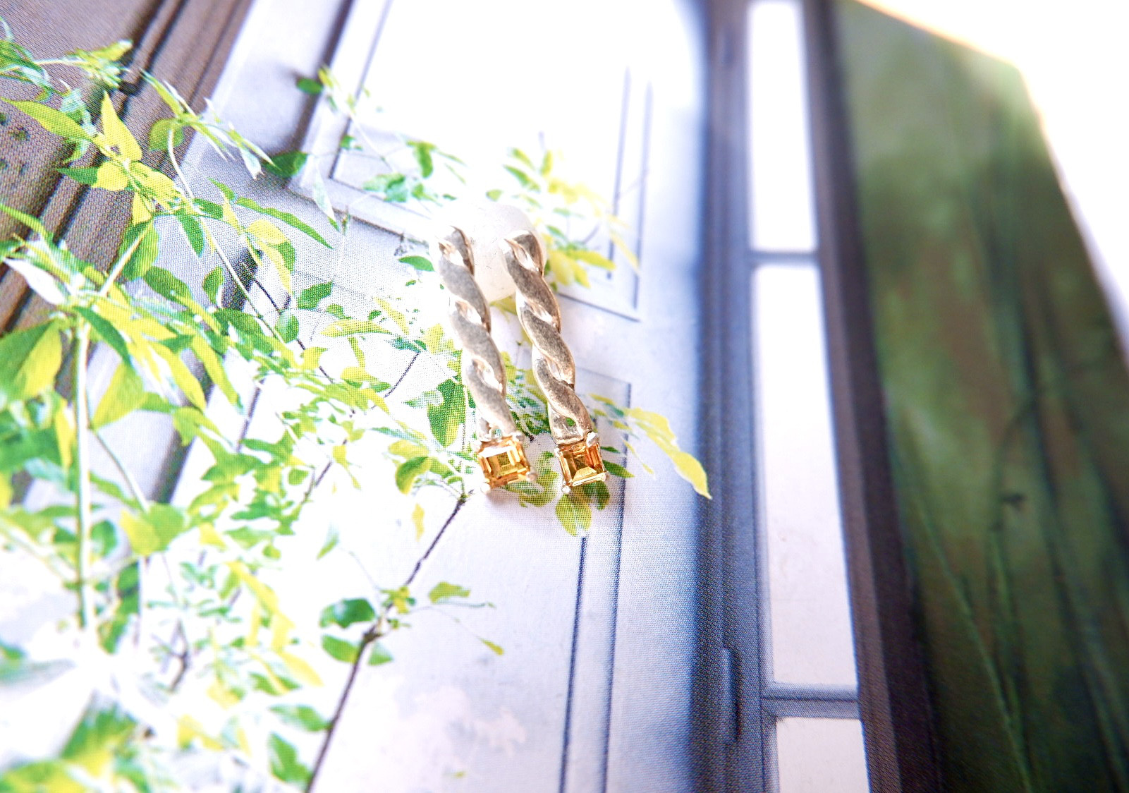 シトリンスクエアピアス