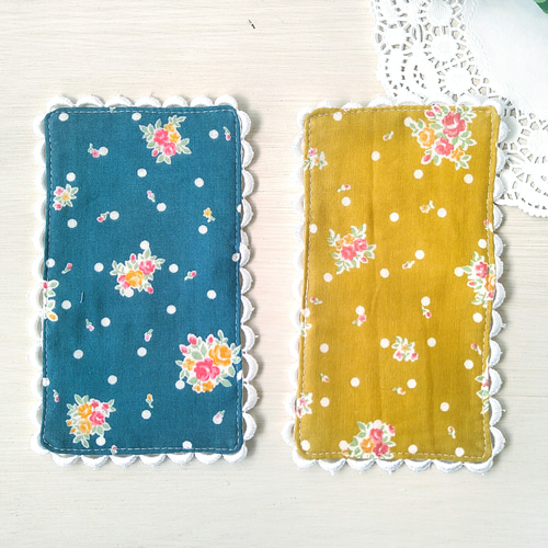 ハーフサイズ 2枚セット】フラワードッドのガーゼミニハンカチ・ミニ