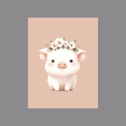 花冠をかぶる豚のポストカード 3枚目の画像