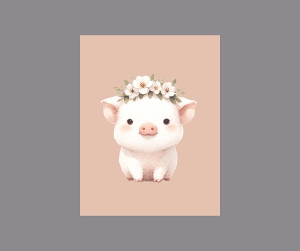 花冠をかぶる豚のポストカード 3枚目の画像