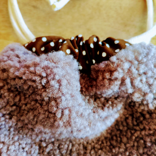 一年中使える もこもこくまさんの巾着ポーチ ブラウン 巾着袋 yuyu511  