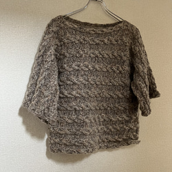 手編み　 カットソー　トップス　レディース　もこもこ　編み物　七部袖 7枚目の画像