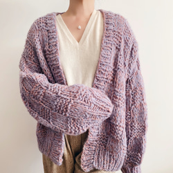 【送料無料】Hand knitted[手編み]アルパカ&シルクのふっくらカーディガン [Creema限定] 3枚目の画像