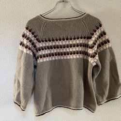 手編みのセーター　手編み　セーター　ニット　 ボーダ　茶色 セーター 7枚目の画像