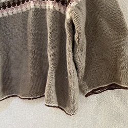 手編みのセーター　手編み　セーター　ニット　 ボーダ　茶色 セーター 5枚目の画像