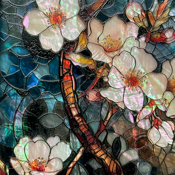 iPhone 16 珍珠母貝風格櫻花設計個人化天然貝殼手機殼，柔軟，花卉藝術，防震保護套，046 第11張的照片