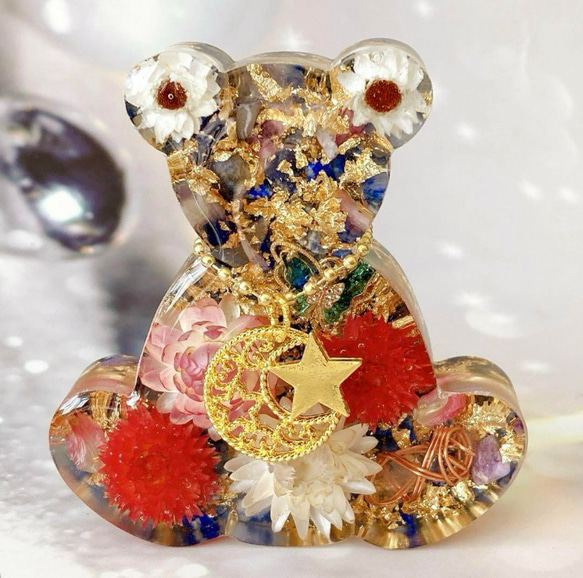 幸運引き寄せ♡オルゴナイトFlower くまちゃん♡チャロアイト