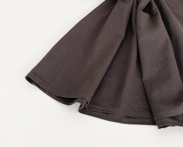 サロペットスカート/ジャンパースカート rayon linen dark brown（ペチコート付き） 10枚目の画像