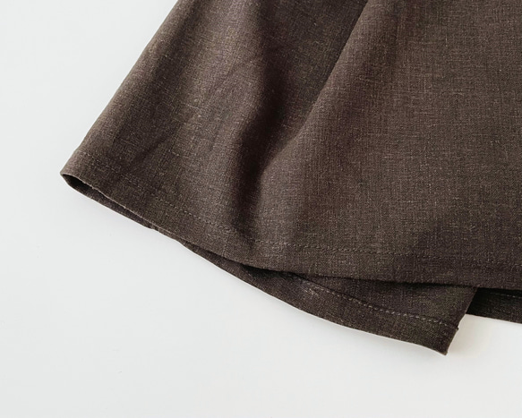 サロペットスカート/ジャンパースカート rayon linen dark brown（ペチコート付き） 11枚目の画像