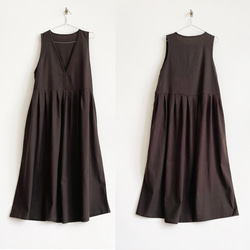 サロペットスカート/ジャンパースカート rayon linen dark brown（ペチコート付き） 8枚目の画像
