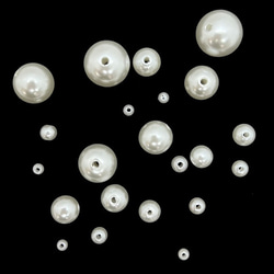 【30顆】珍珠珠★8mm/白色★圓形帶孔 樹脂珍珠 塑膠珍珠 第4張的照片