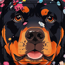 【花とロットワイラー犬の夢の世界 No.5】アートポスター 犬の絵 犬の絵画 犬のイラスト 3枚目の画像