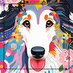 【花とラフコリー犬の夢の世界 No.2】アートポスター 犬の絵 犬の絵画 犬のイラスト 3枚目の画像