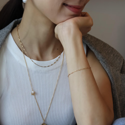 【限量套裝】14kgf花瓣choker &amp; 14kgf長波浪硬幣項鍊 第7張的照片