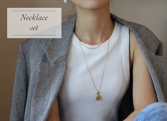 【限量套裝】14kgf花瓣choker &amp; 14kgf長波浪硬幣項鍊 第3張的照片