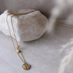 【限量套裝】14kgf花瓣choker &amp; 14kgf長波浪硬幣項鍊 第12張的照片