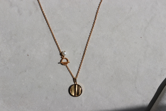 【限量套裝】14kgf花瓣choker &amp; 14kgf長波浪硬幣項鍊 第10張的照片