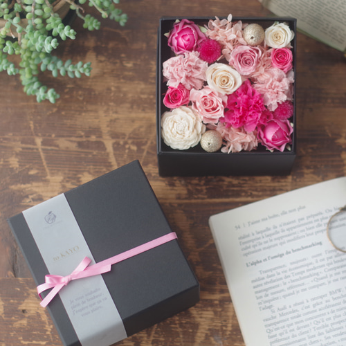 母の日】【ギフト】香りのプリザーブドフラワーボックス ピンク