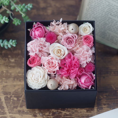 母の日】【ギフト】香りのプリザーブドフラワーボックス ピンク