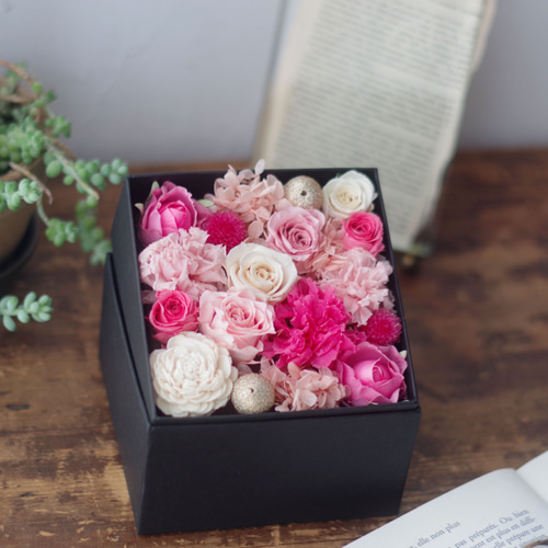 母の日】【ギフト】香りのプリザーブドフラワーボックス ピンク