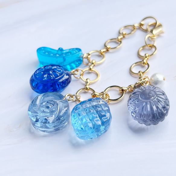 推しカラードロップキーホルダー バッグチャーム ブルー系 青 水色