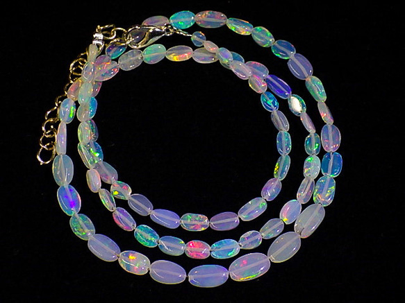 ★エチオピアンオパール27.3ct/46cm★ネックレス★ナゲット1連ビーズ★宝石蛋白石天然石opal★ホワイトオパール 4枚目の画像