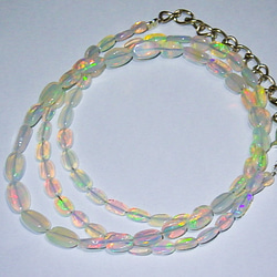 ★エチオピアンオパール27.3ct/46cm★ネックレス★ナゲット1連ビーズ★宝石蛋白石天然石opal★ホワイトオパール 8枚目の画像