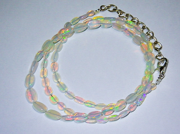 ★エチオピアンオパール27.3ct/46cm★ネックレス★ナゲット1連ビーズ★宝石蛋白石天然石opal★ホワイトオパール 8枚目の画像